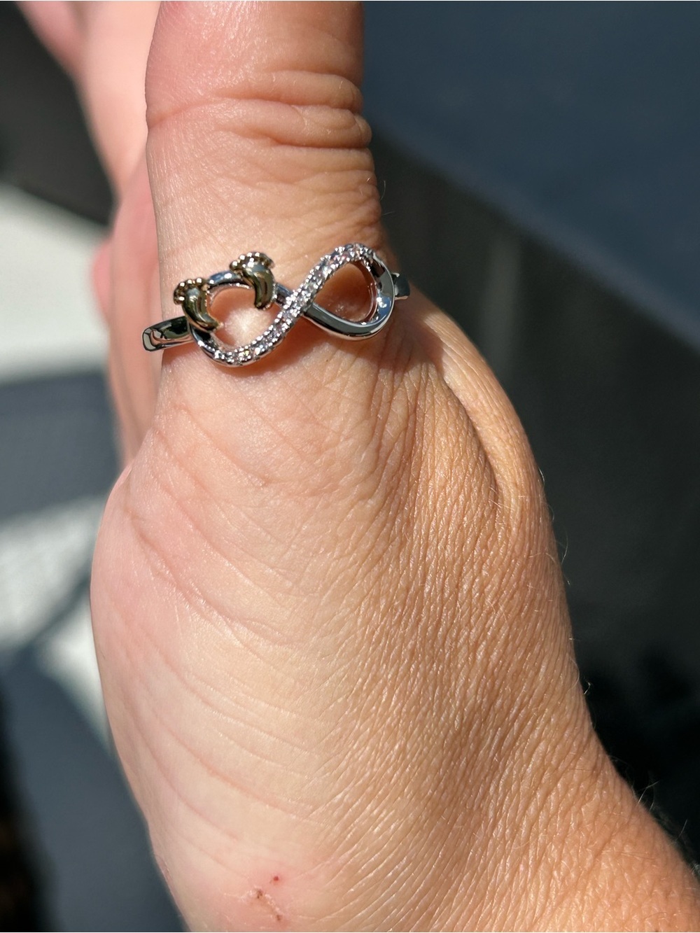 4/$100 Infinity Heart Accent Ring - Silver with Gold Hearts size 9